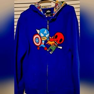 Tokidoki Mens Red Skull Captain America Sweatshirt Hoodie